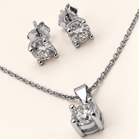 Conjunto de Moissanite Round 5.0mm