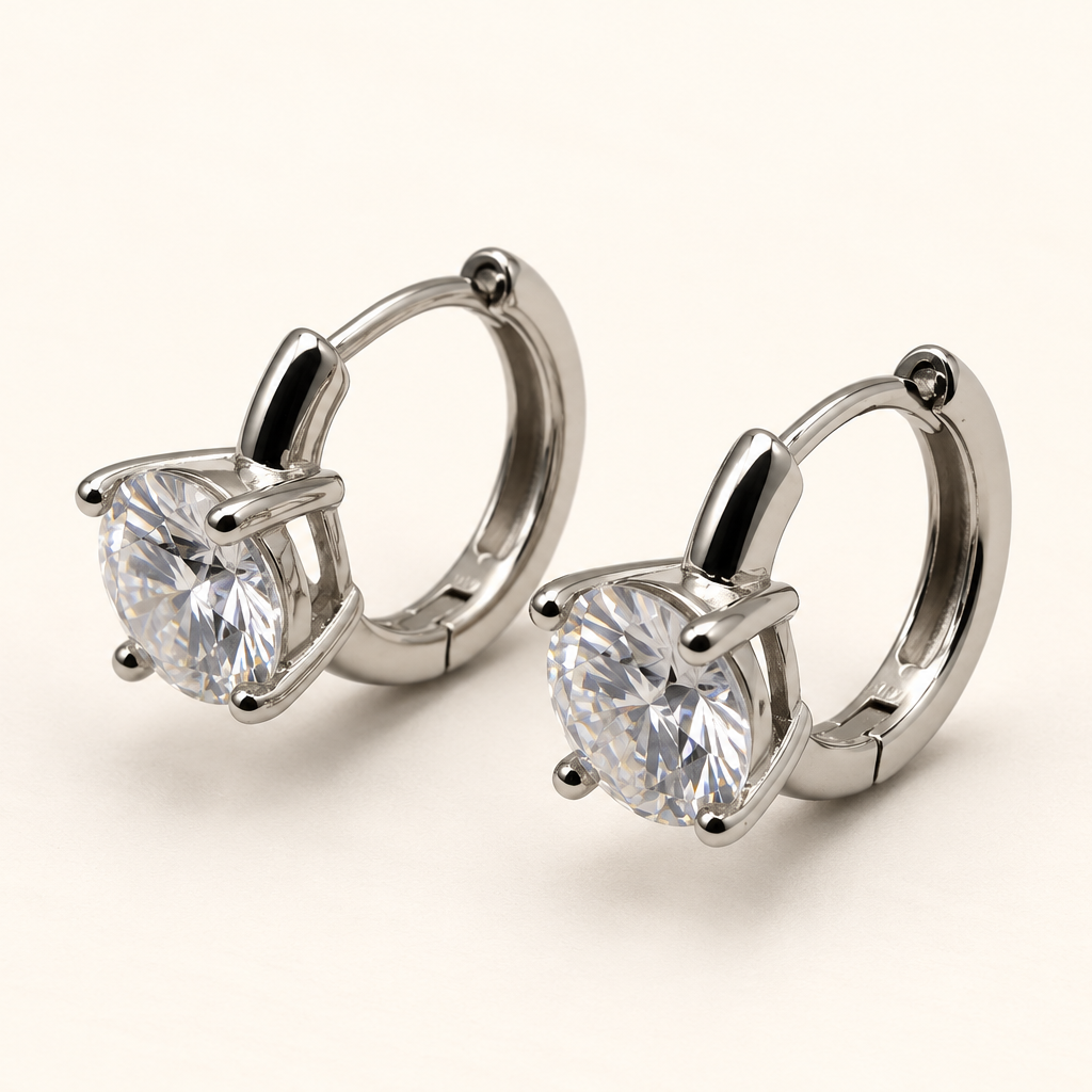 Argola com Moissanite Round 7.5mm