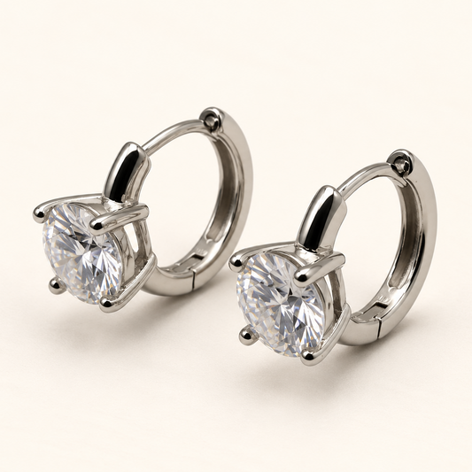 Argola com Moissanite Round 7.5mm
