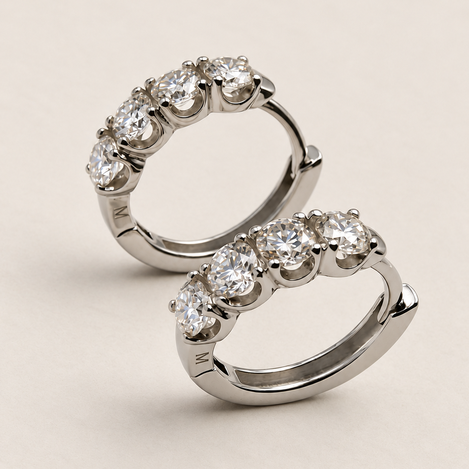 Argola com Moissanite Round 3mm*8