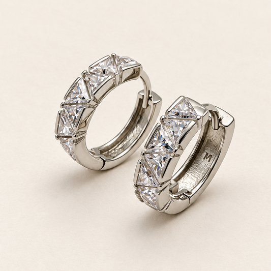 Argolas com Moissanite Trilliant 3x3mm*14
