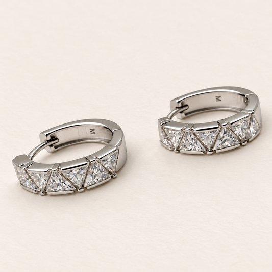 Argolas com Moissanite Trilliant 3x3mm*14