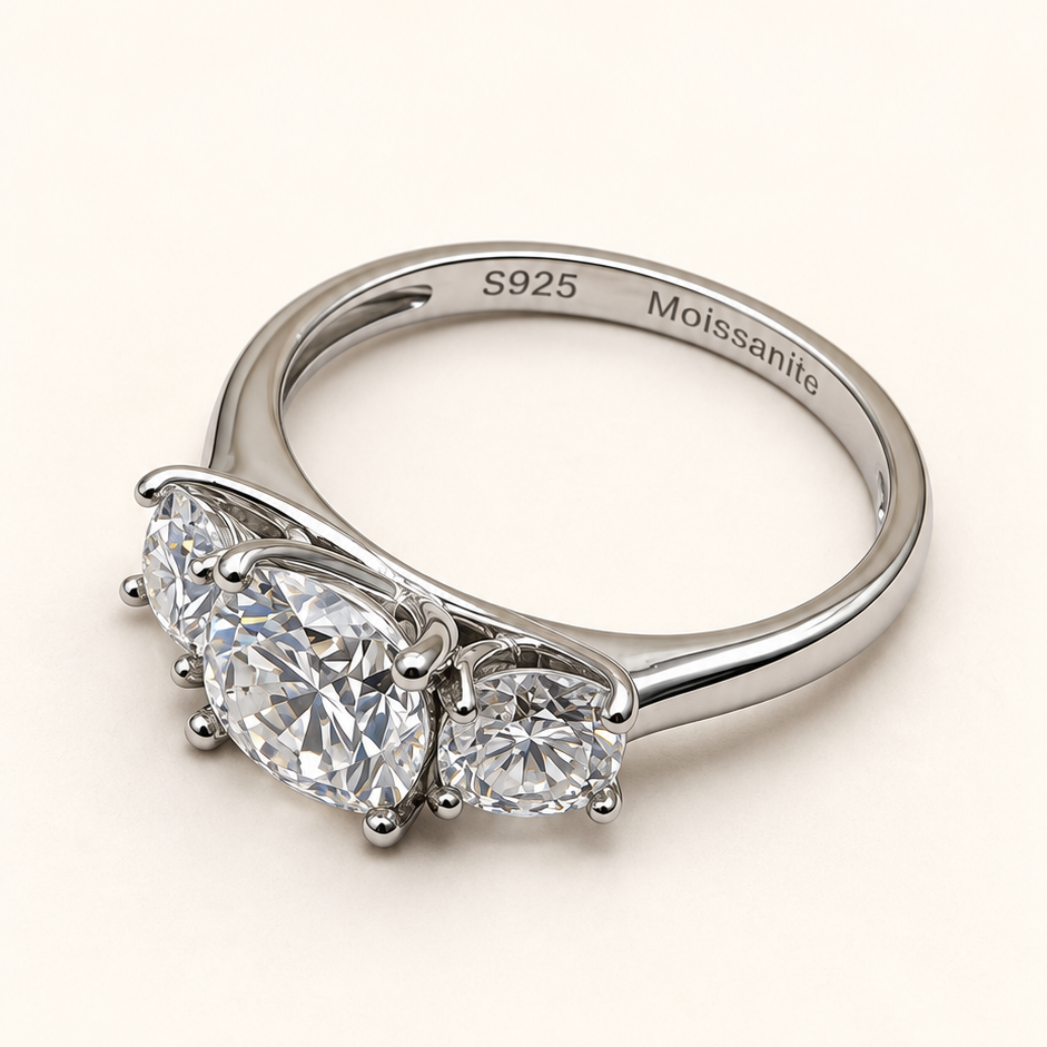 Anel Moissanite Princess 7x7mm