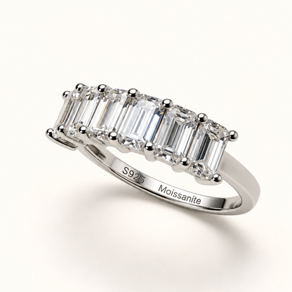 Anel Moissanite Emerald Cut 3x5mm*6