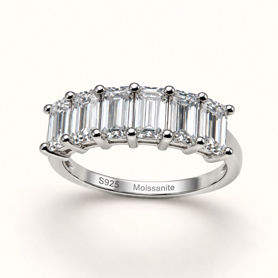 Anel Moissanite Emerald Cut 3x5mm*6