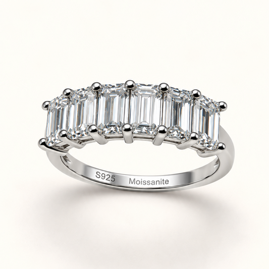 Anel Moissanite Emerald Cut 3x5mm*6