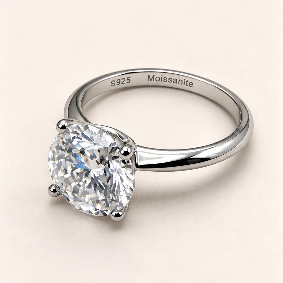Anel Moissanite Round 9.0mm