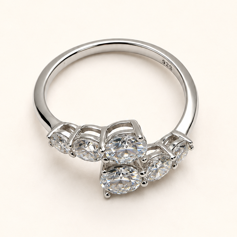 Anel Moissanite Round 4.00mm/3.00mm/5.00mm