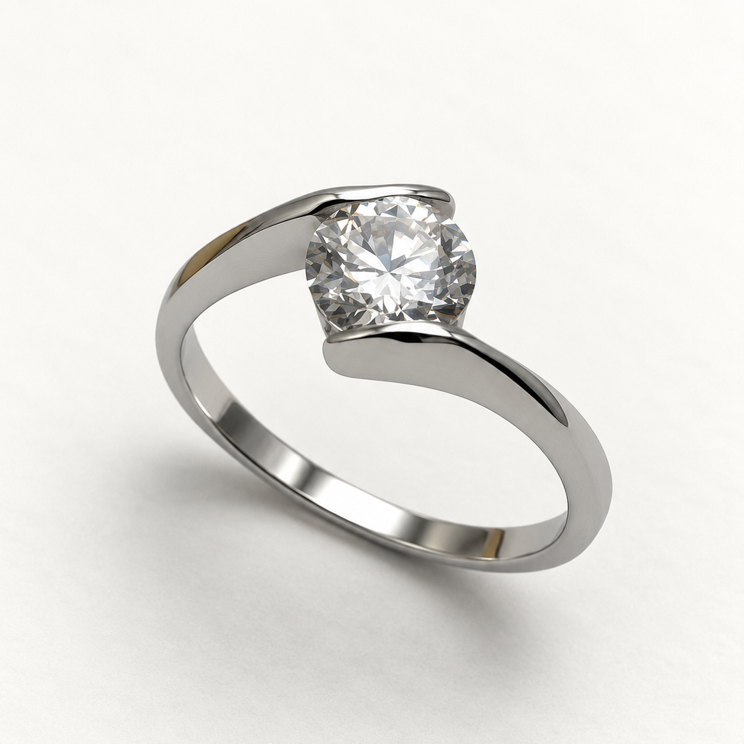 Anel Moissanite Round 6.5mm