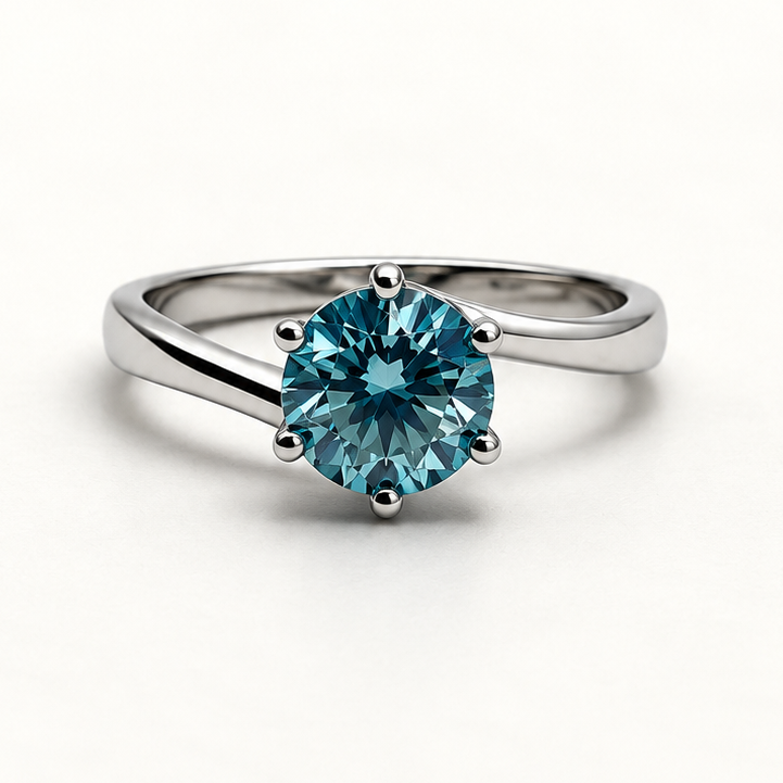 Anel Moissanite Round 6.5m