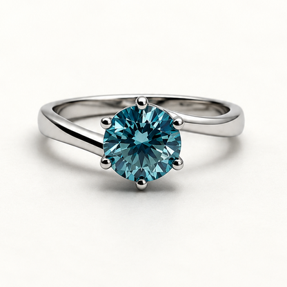 Anel Moissanite Round 6.5m