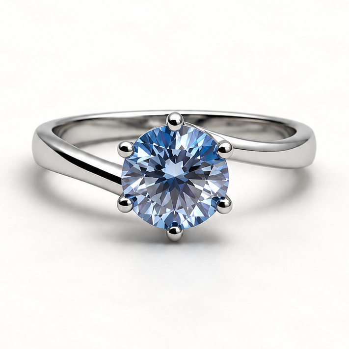 Anel Moissanite Round 6.5m