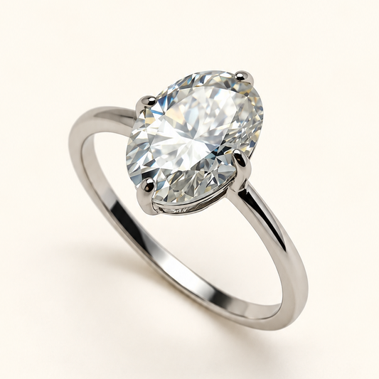 Anel Moissanite Oval 7x10mm