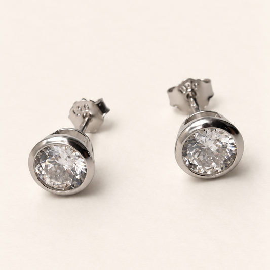 Brincos Moissanite Round 5.0mm