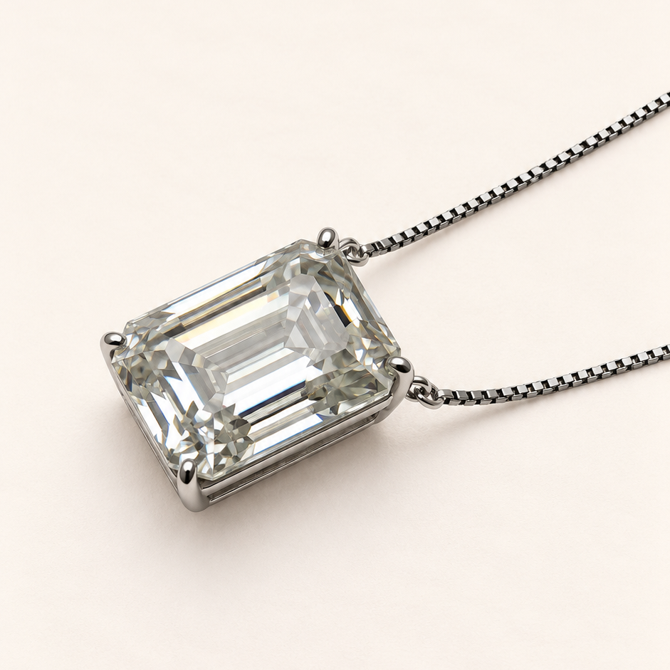 Colar Moissanite Corte Emerald 15x20mm