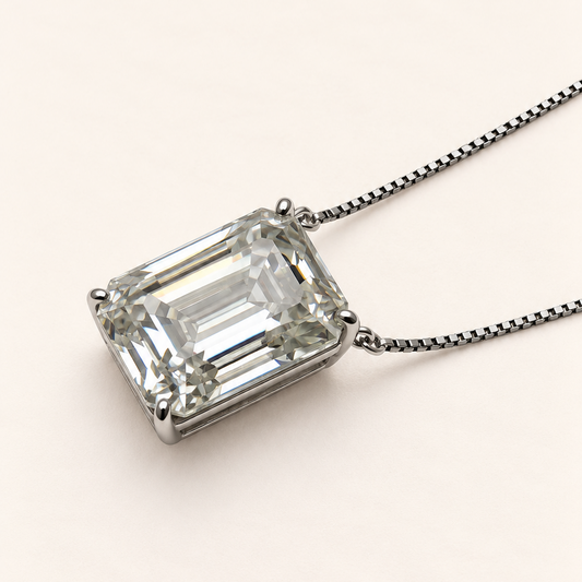 Colar Moissanite Corte Emerald 15x20mm