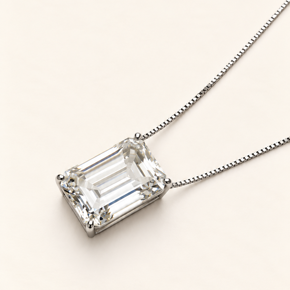 Colar Moissanite Corte Emerald 15x20mm