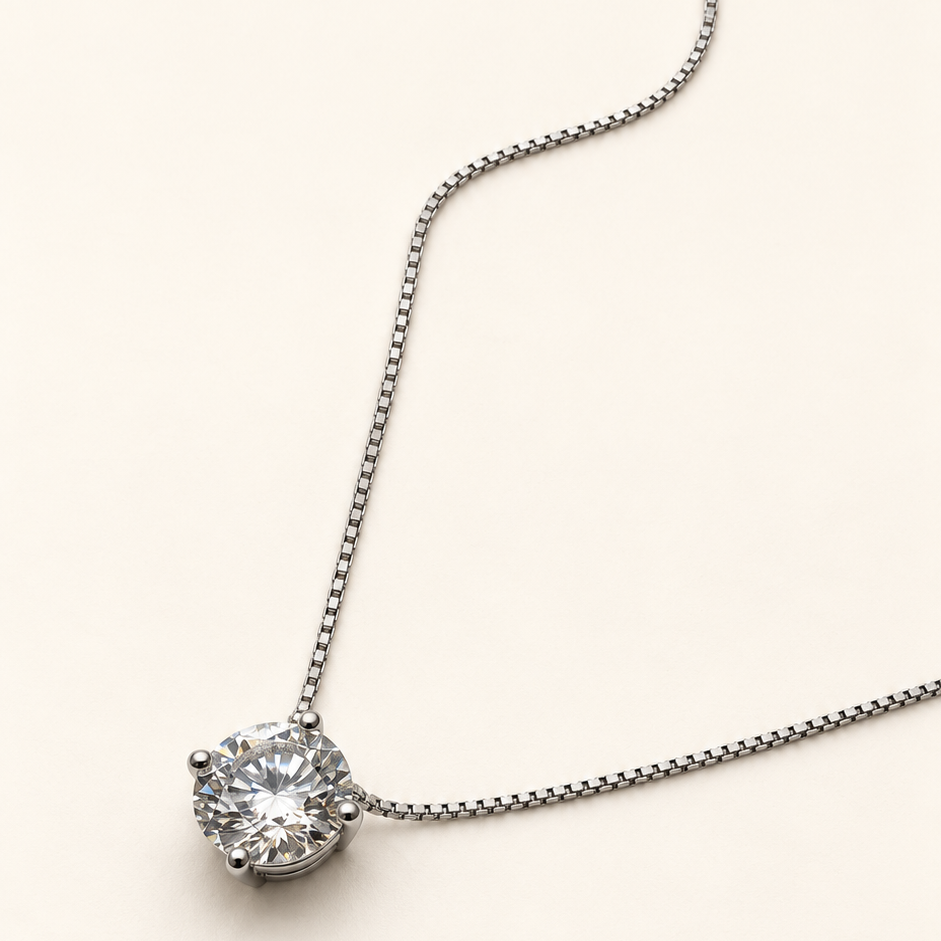 Colar de Moissanite Round 7.0mm