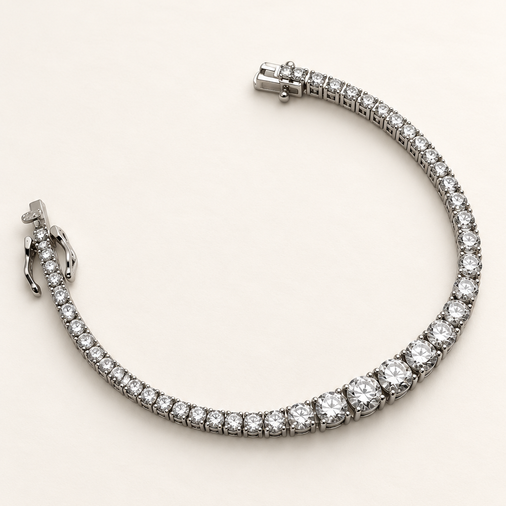 Pulseira de Moissanite Round 2.0/2.5/3.0/3.5/4.0/4.5/5.0mm