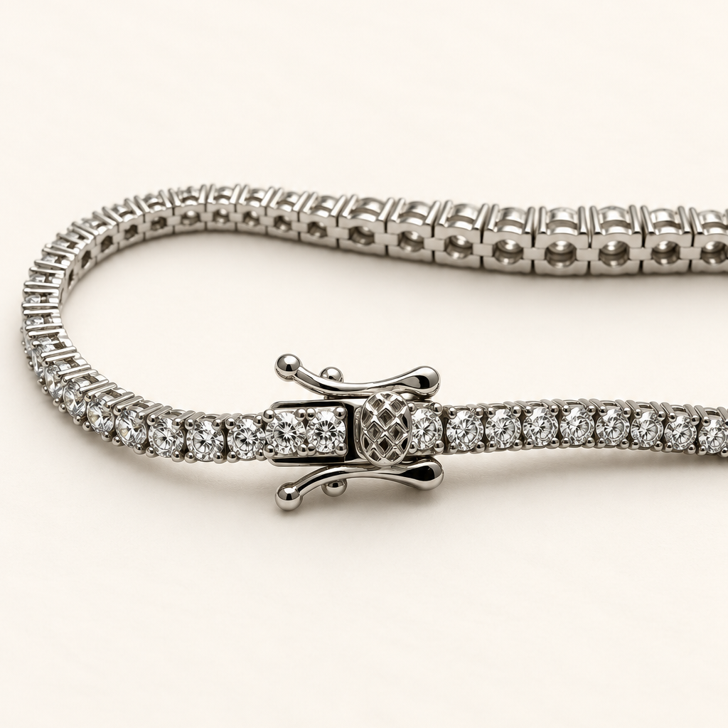 Pulseira de Moissanite Round 2.0/2.5/3.0/3.5/4.0/4.5/5.0mm