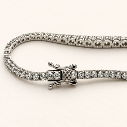 Pulseira de Moissanite Round 2.0/2.5/3.0/3.5/4.0/4.5/5.0mm