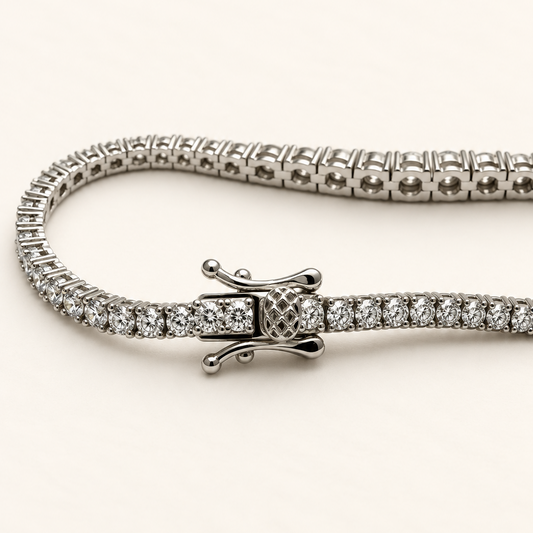 Pulseira de Moissanite Round 2.0/2.5/3.0/3.5/4.0/4.5/5.0mm